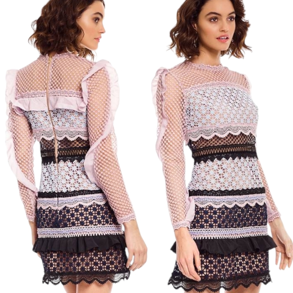 Self-portrait Bellis lace trim dress size 6, size s